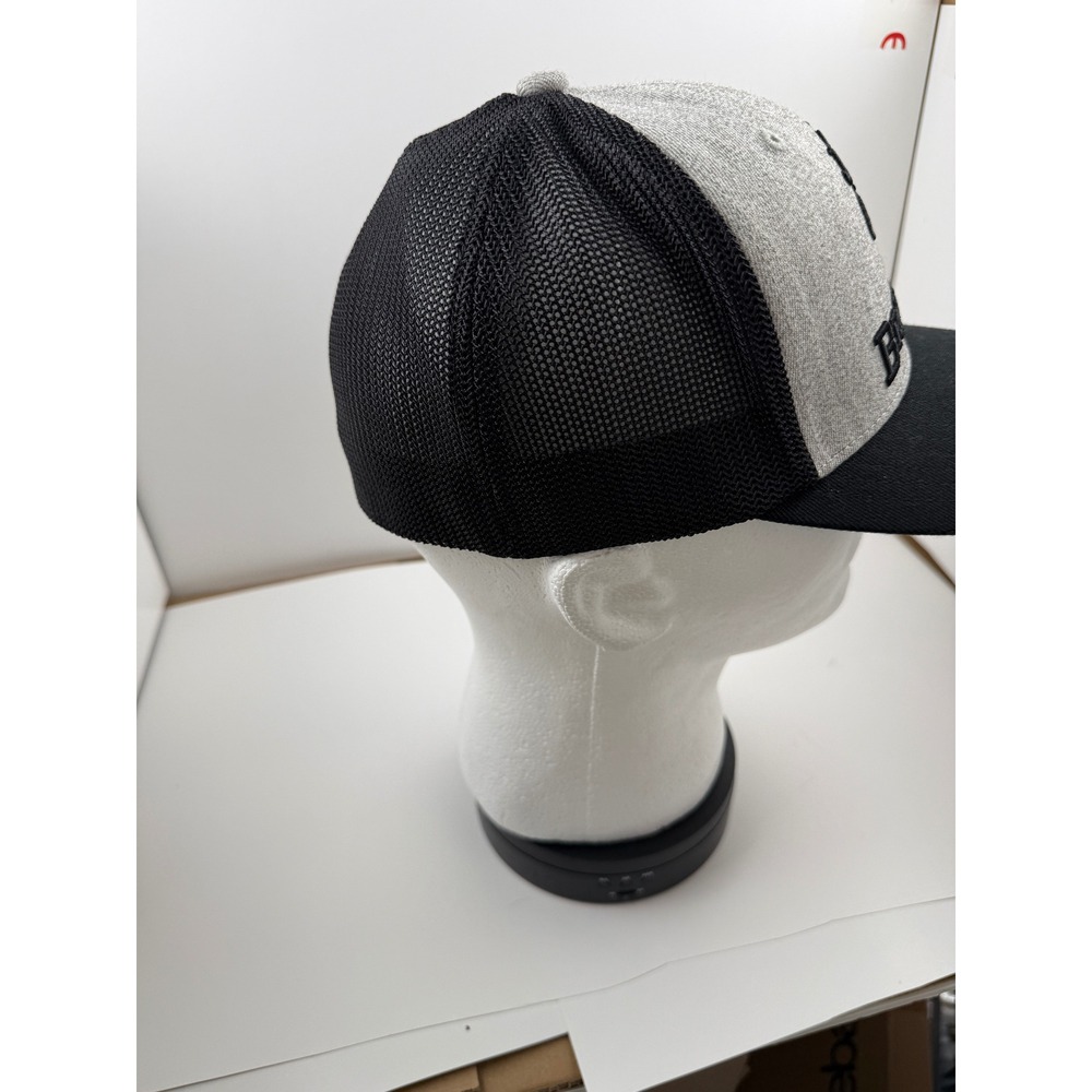 Browning Flexfit Trucker Hat Gray Black Mesh Back Buckmark Logo Stretch Fit Cap - Picture 4 of 13